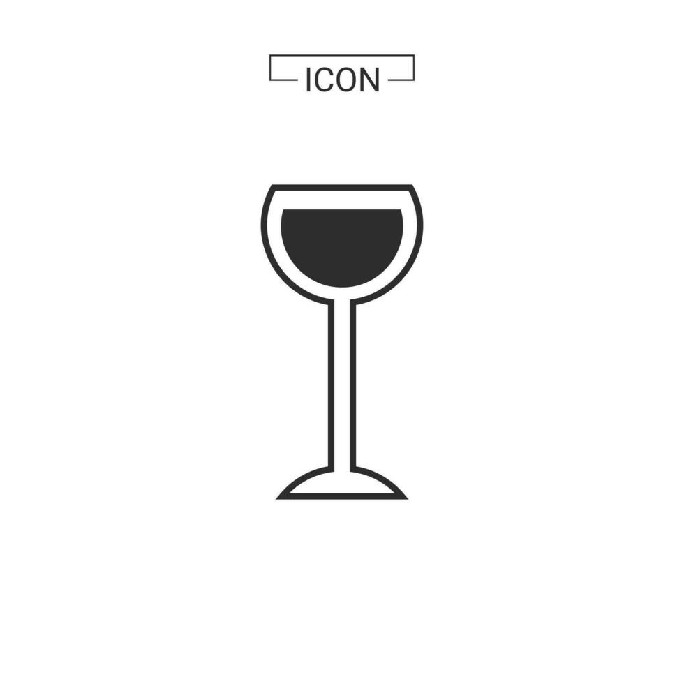 wine glass with water and Line and fill vector