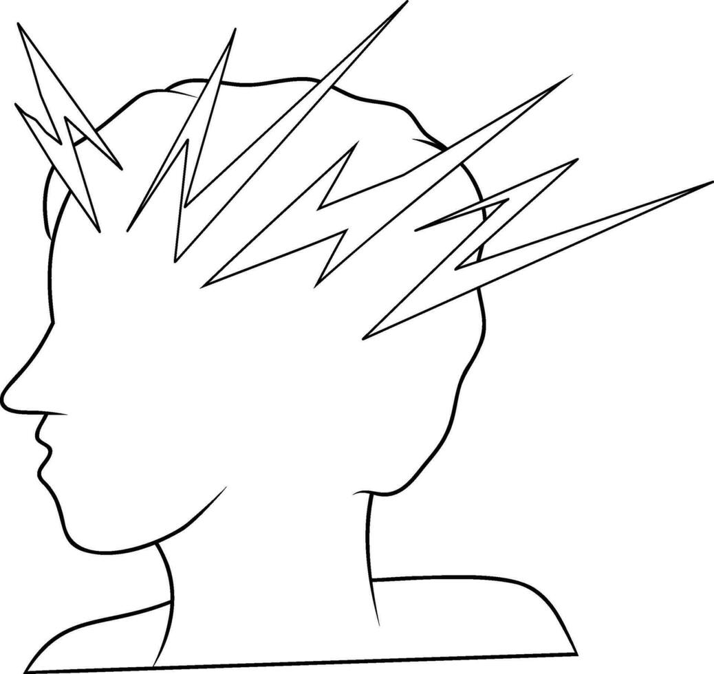 A Human Head With Electrical Signals Drawing vector