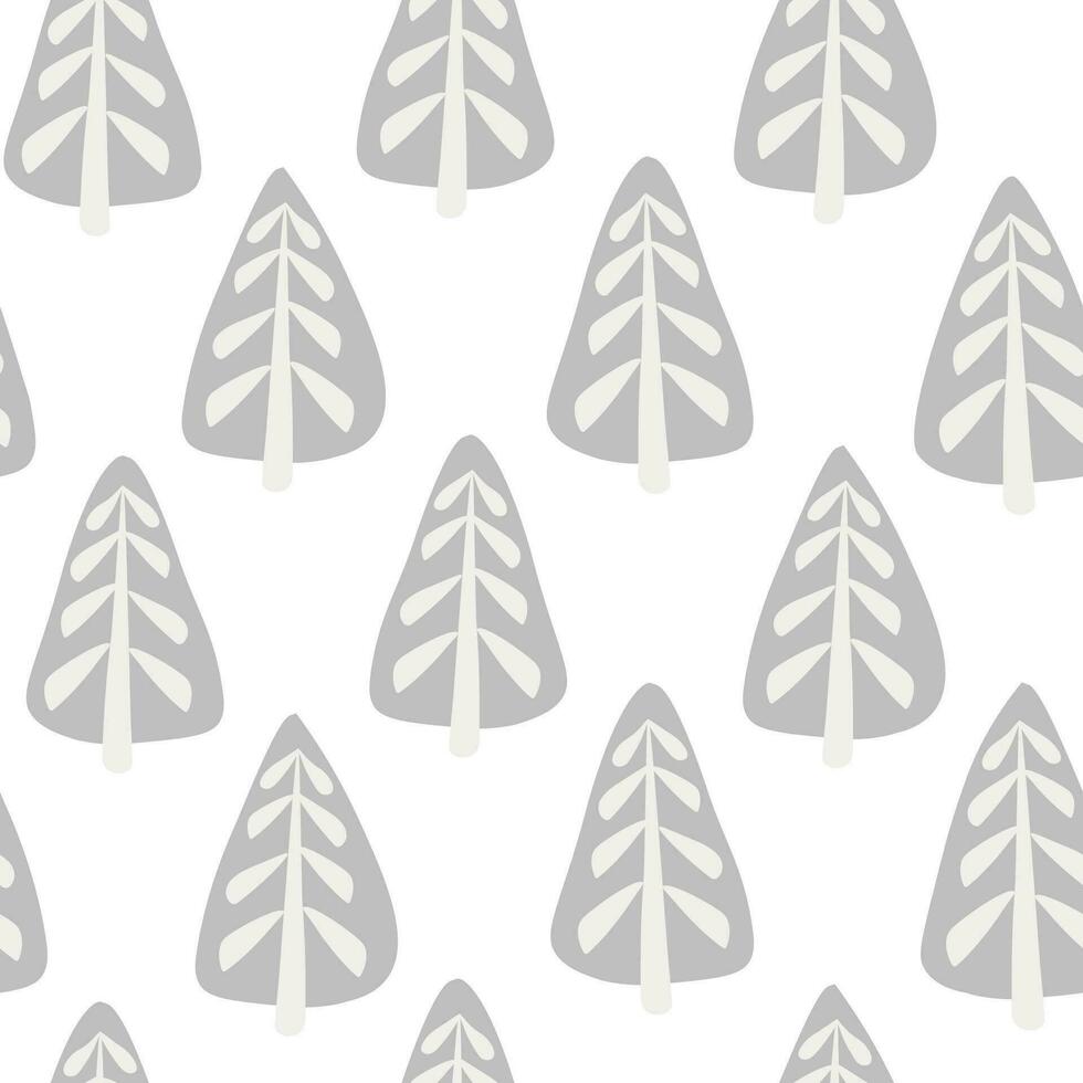 Seamless pattern with abstract trees in winter. Christmas trees in the forest in Scandinavian style. Simple vector graphics.