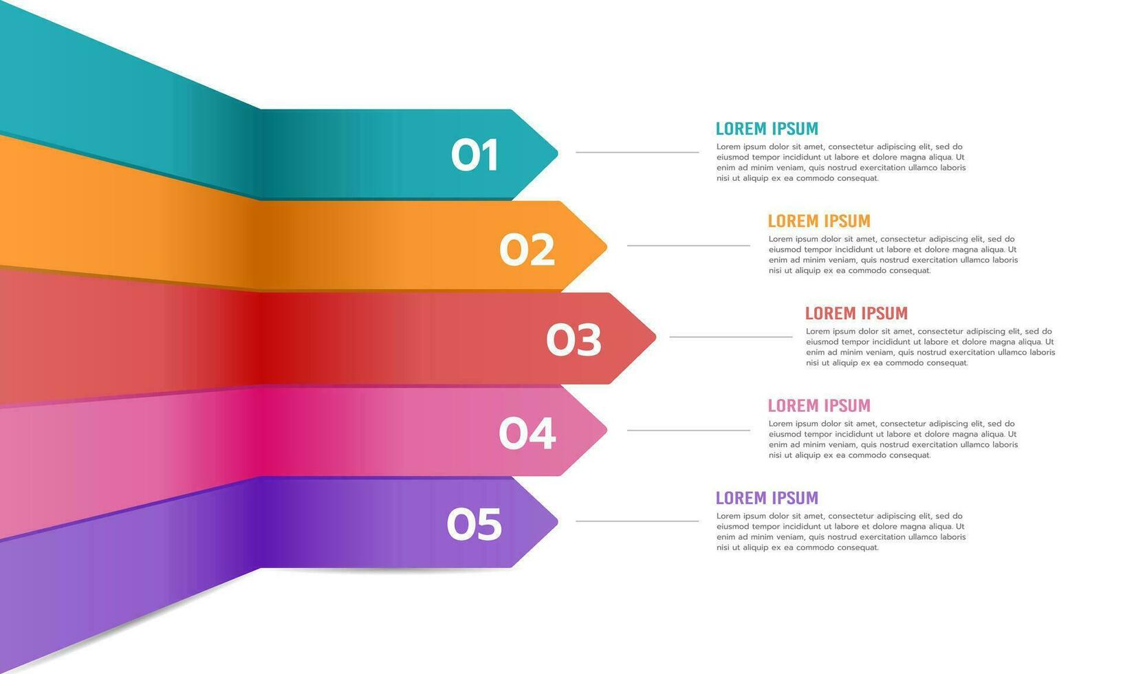 Infographic 5 arrows process to success template. Business presentation. Vector illustration.
