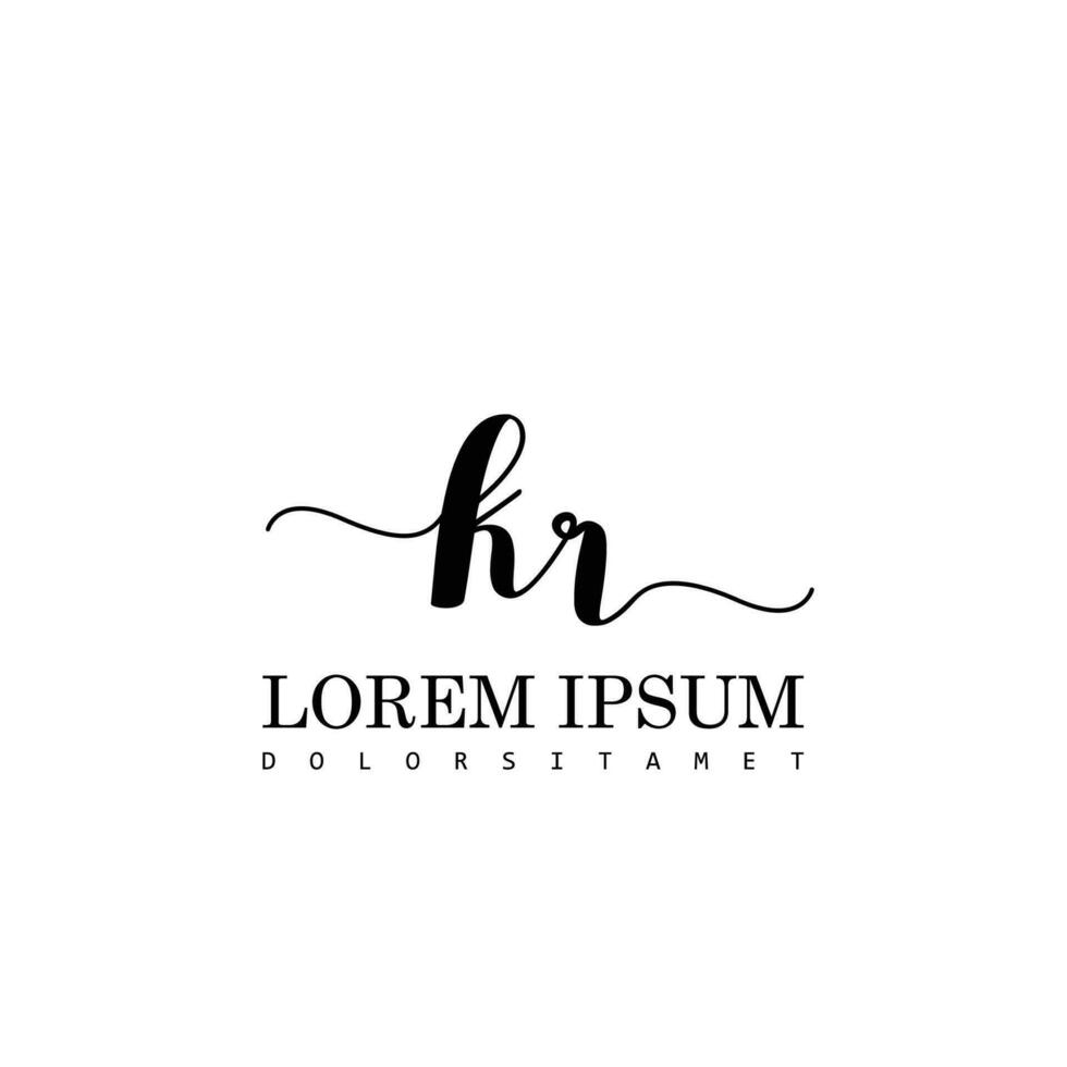 KR Initial Handwriting Template Design vector