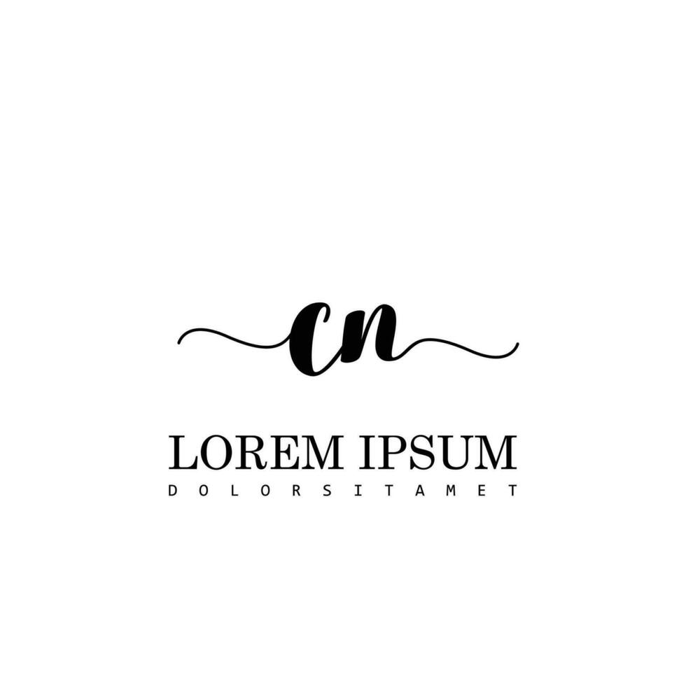 CN Initial Handwriting Template Design vector
