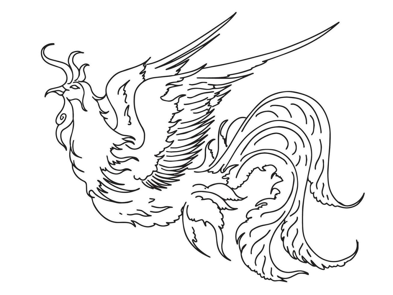 diseño fénix pájaro contorno ilustración vector