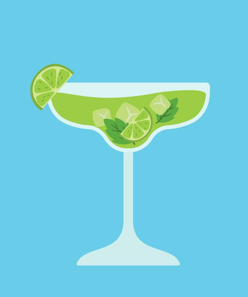 Flat Cocktail Mojito Drink and Beverage Vector Illustration for Summer and Party