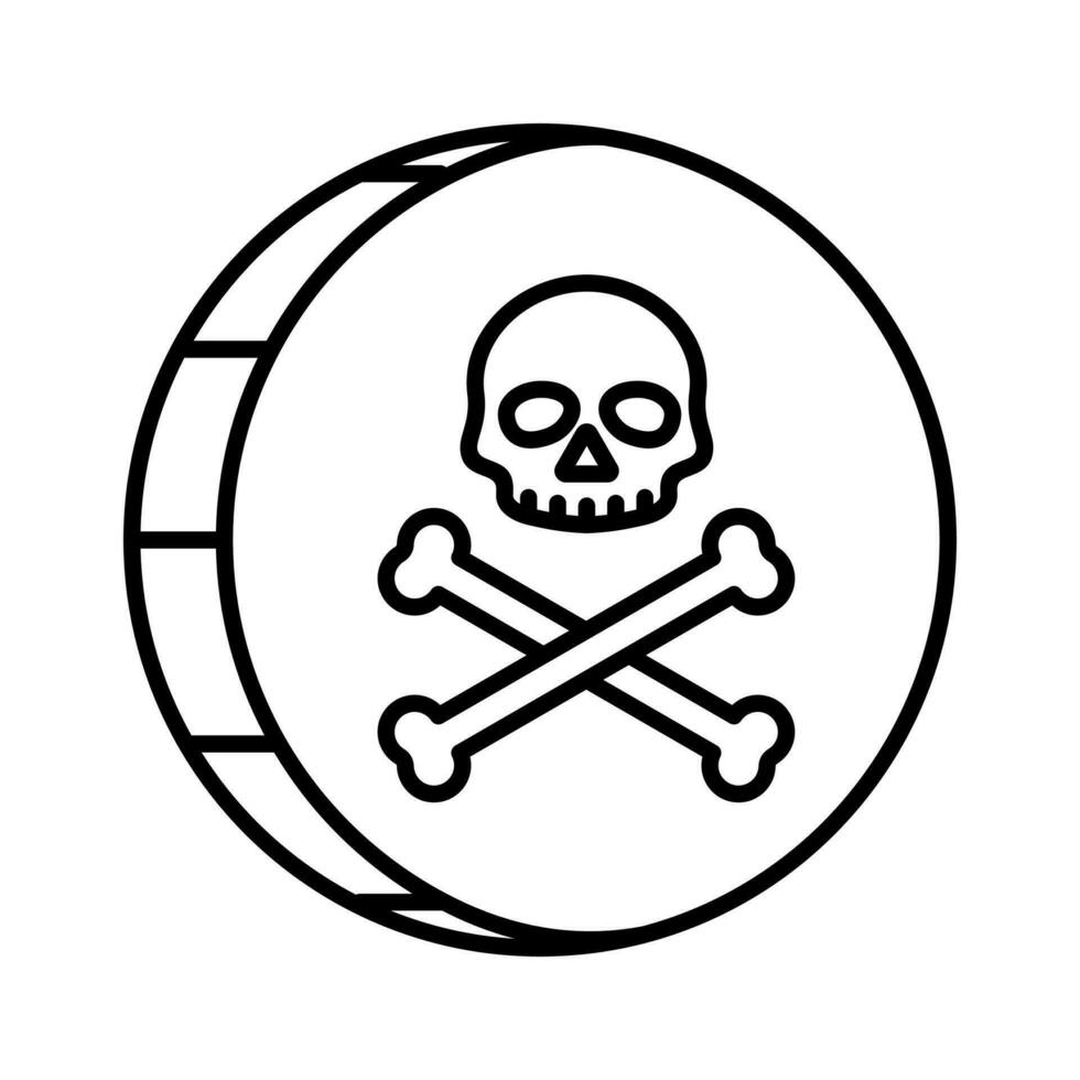 Pirate gold coin icon with a skull. Pirate treasure,isolated on white background. vector