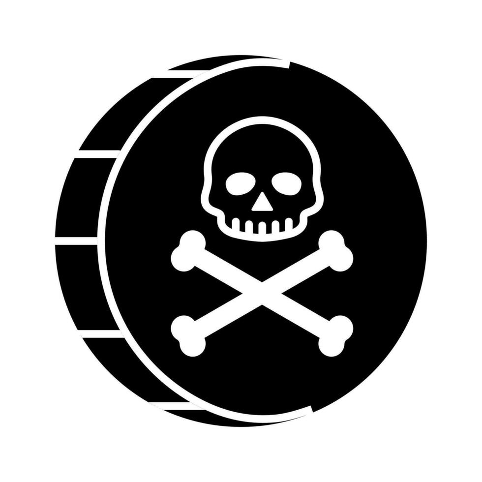 Pirate gold coin icon with a skull. Pirate treasure,isolated on white background. vector