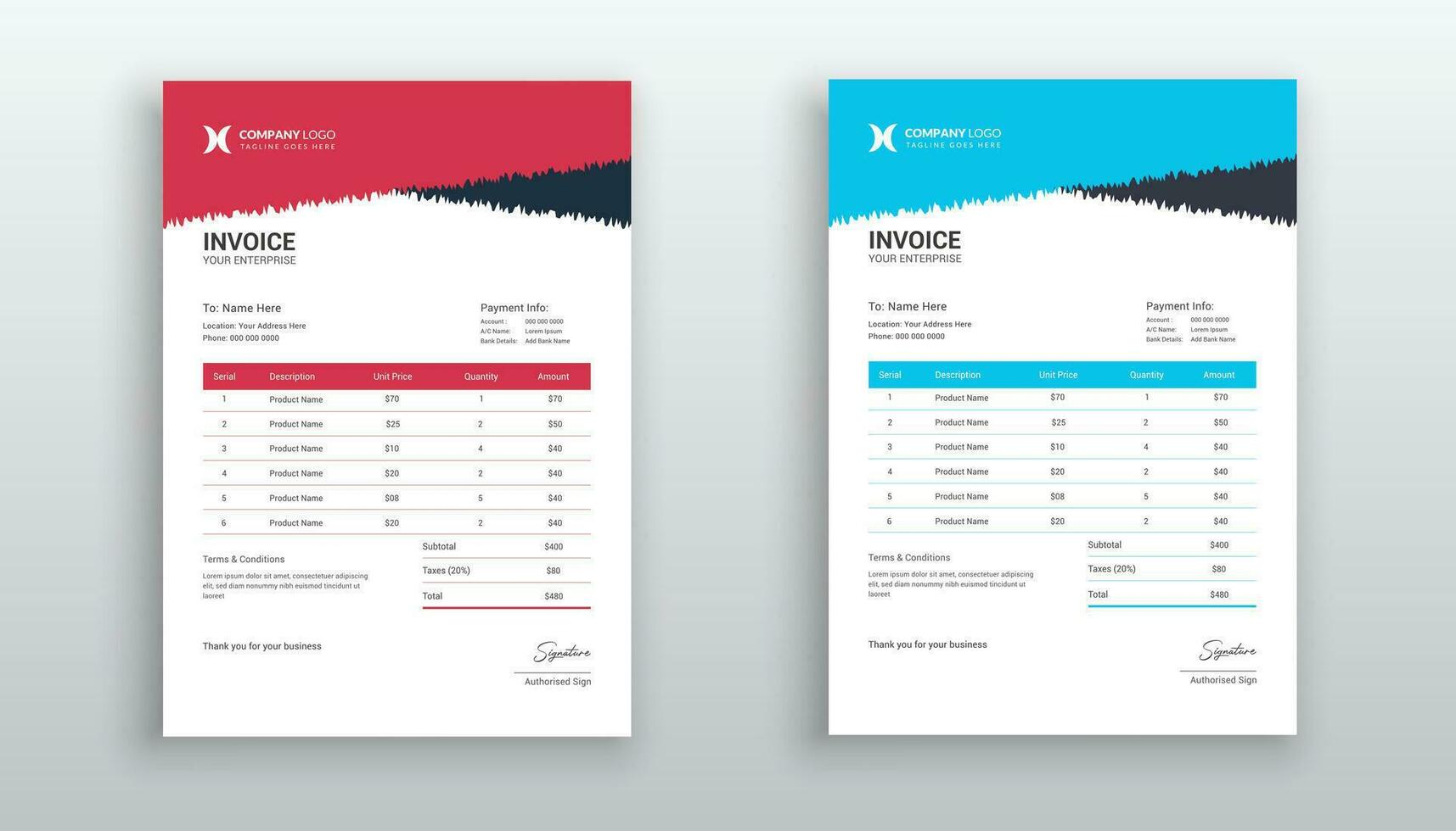 modern and minimal invoice template design vector