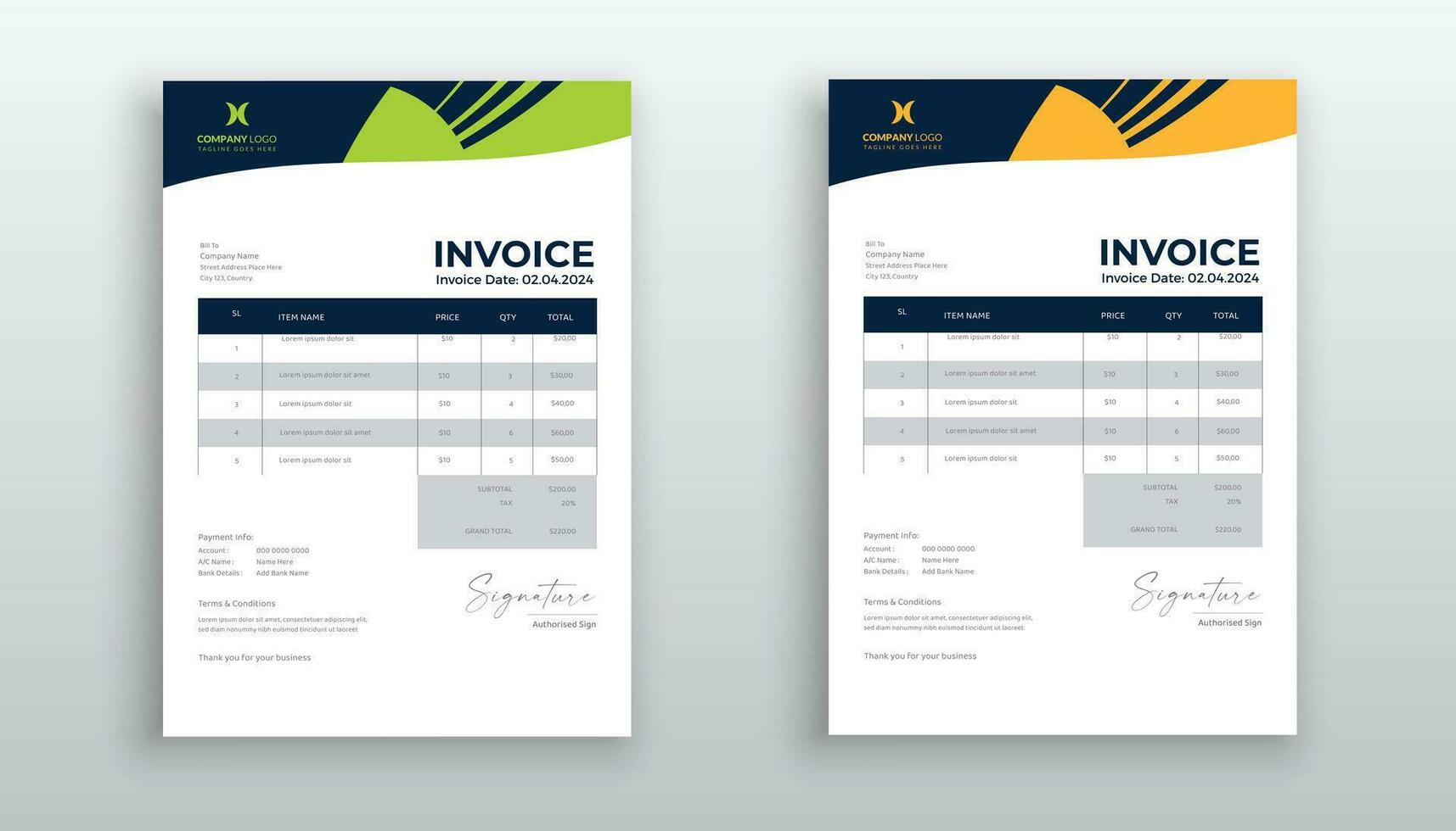 modern and minimal invoice template design vector