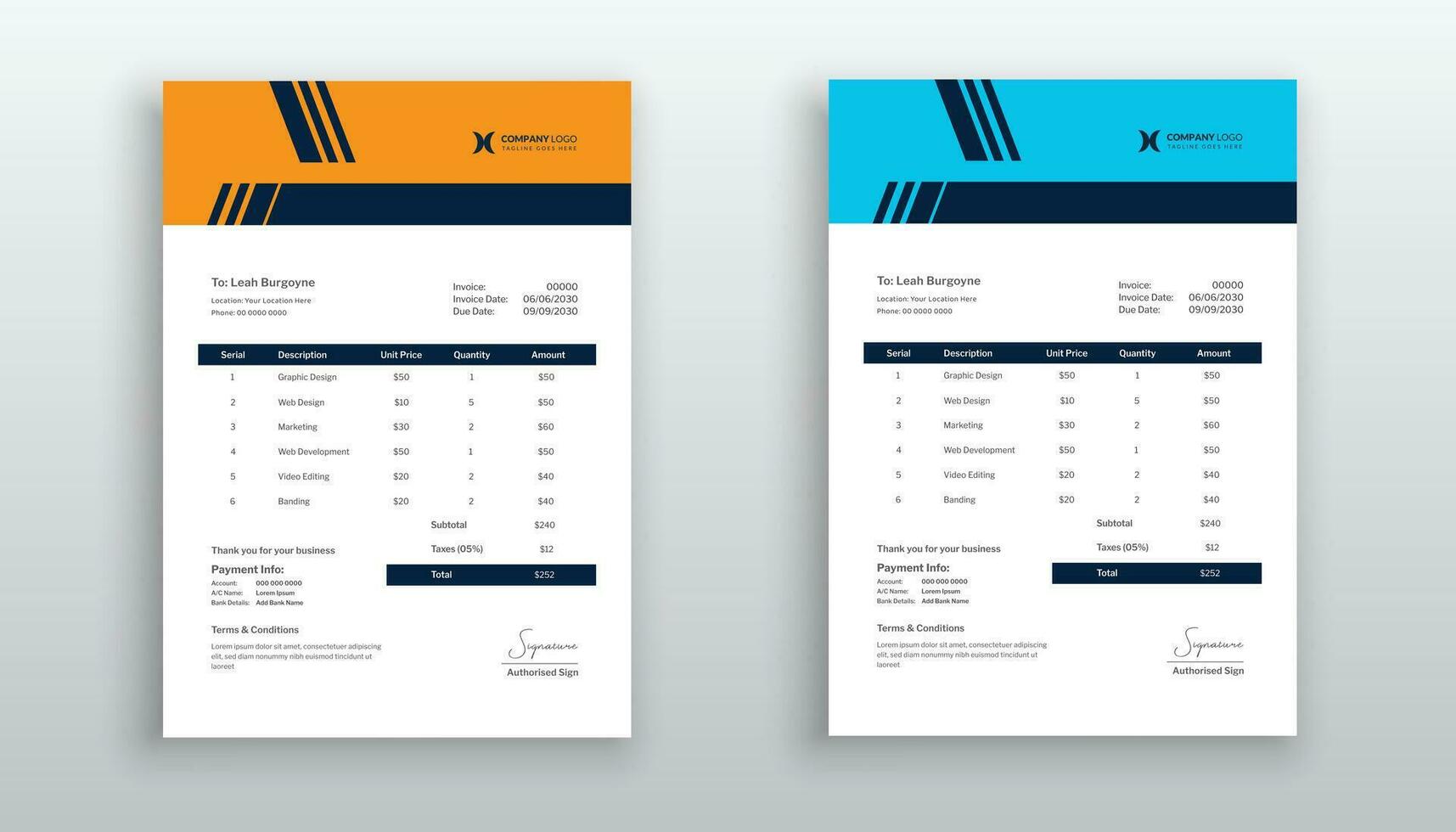 moderno y mínimo factura modelo diseño vector