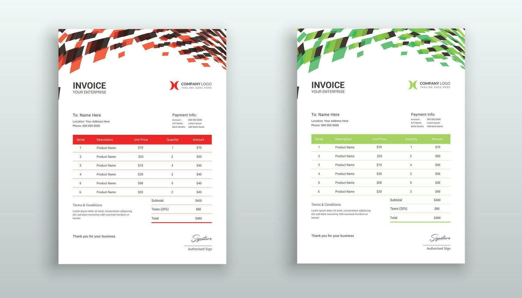 modern and minimal invoice template design vector