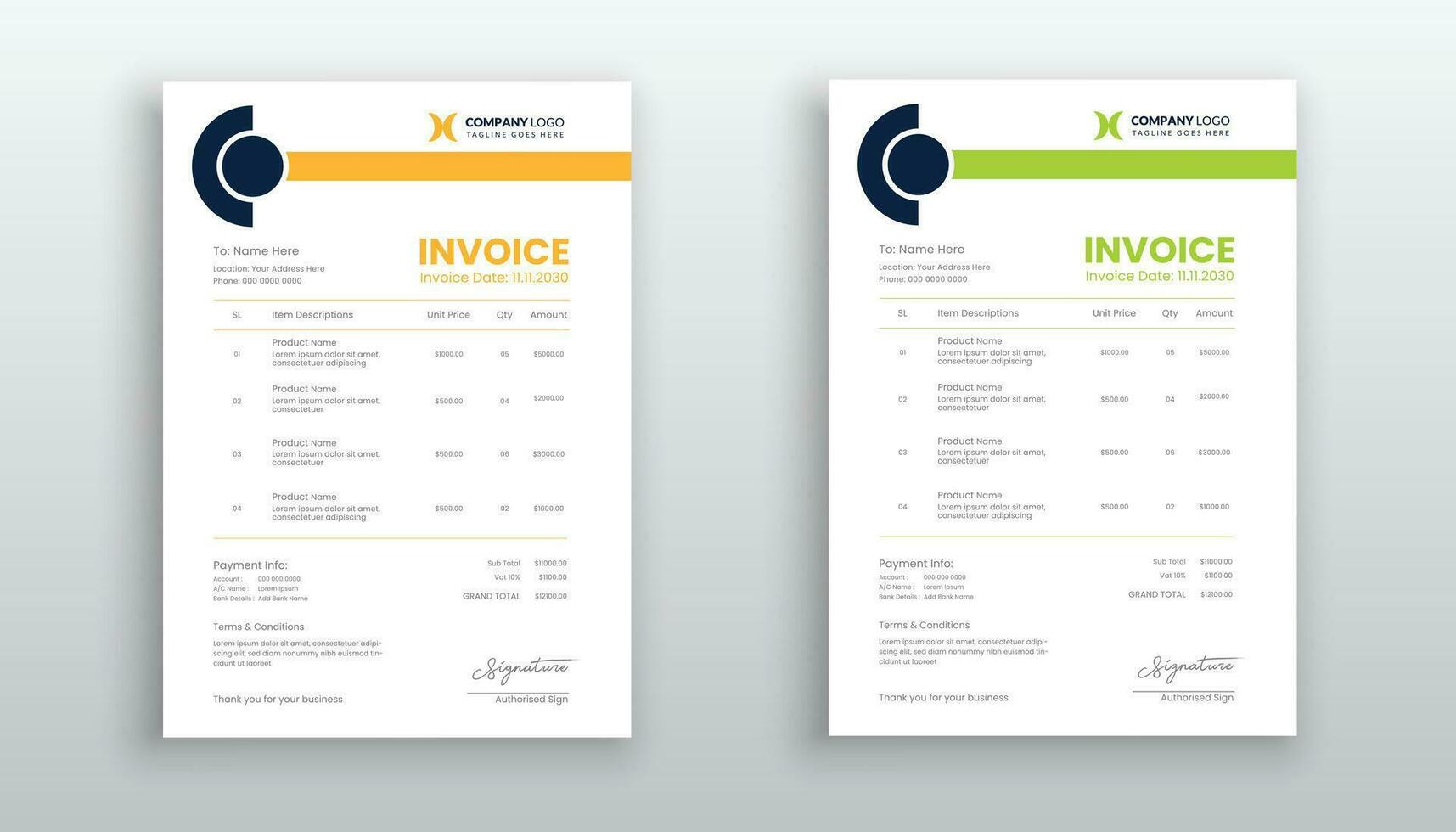 modern and minimal invoice template design vector