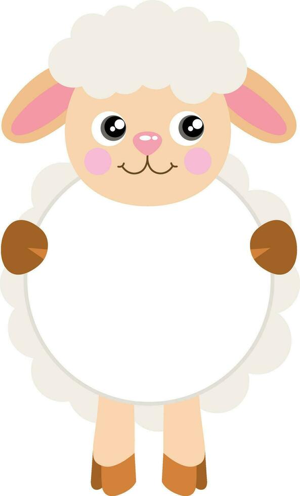 Funny cute lamb sheep round frame vector