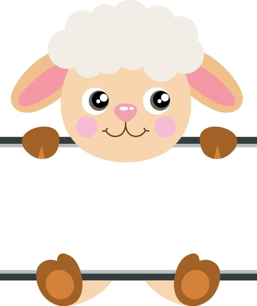 Cute sheep with blank signboard vector