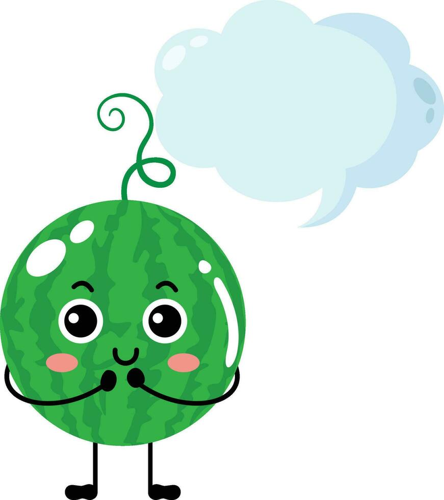 Funny watermelon mascote with empty speech bubble vector