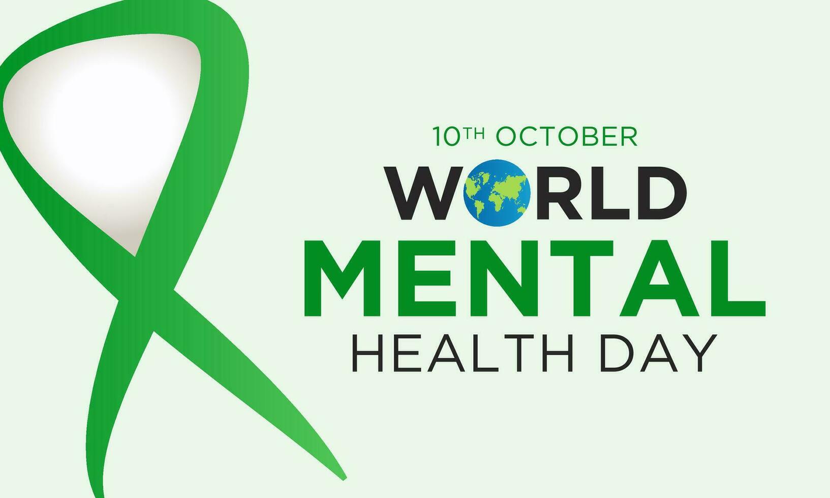 Vector illustration of World mental health day. October 10. Green awareness ribbon icon vector isolated on a white background. Health awareness concept for banner banner design.