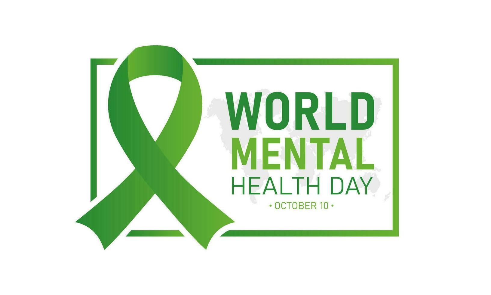 Vector illustration of World mental health day. October 10. Green awareness ribbon icon vector isolated on a white background. Health awareness concept for banner banner design.