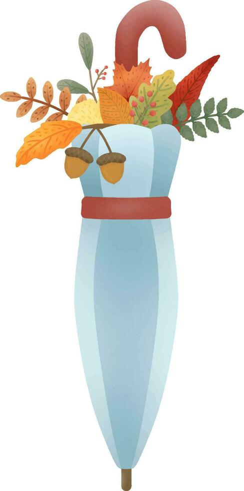 cute blue umbrella in autumn vector