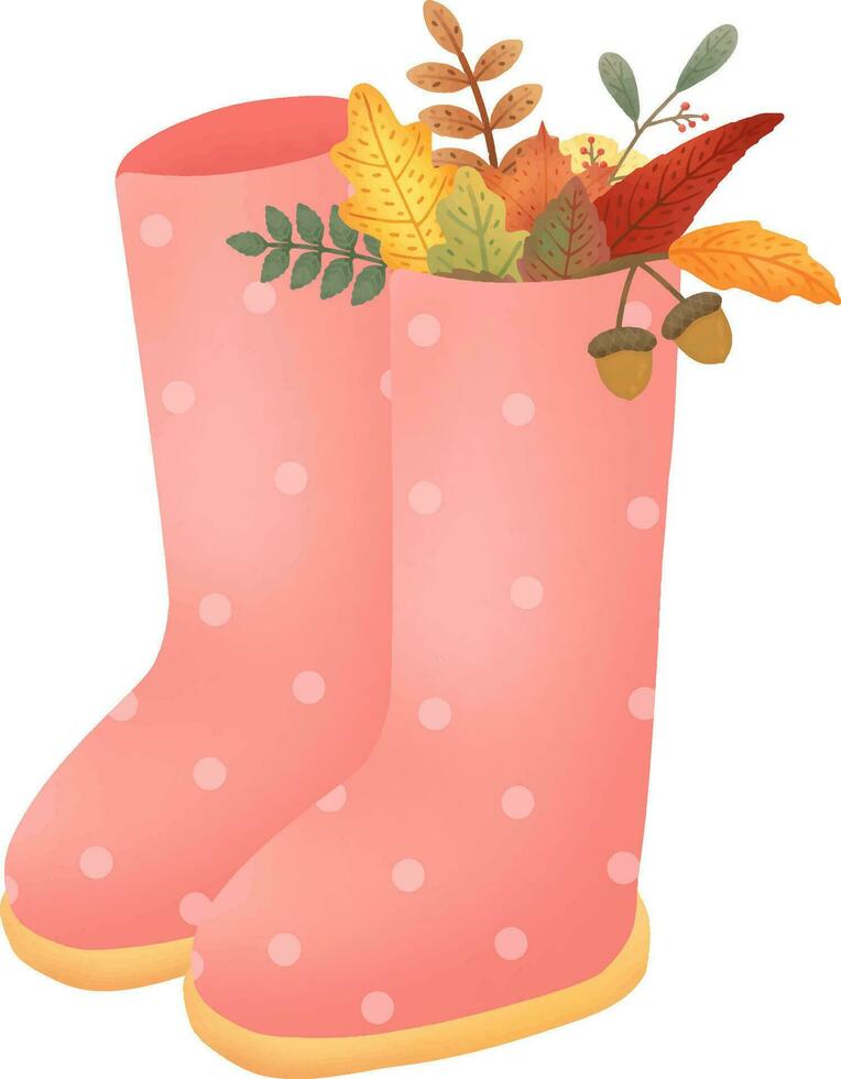 Cute pink boots for autumn vector