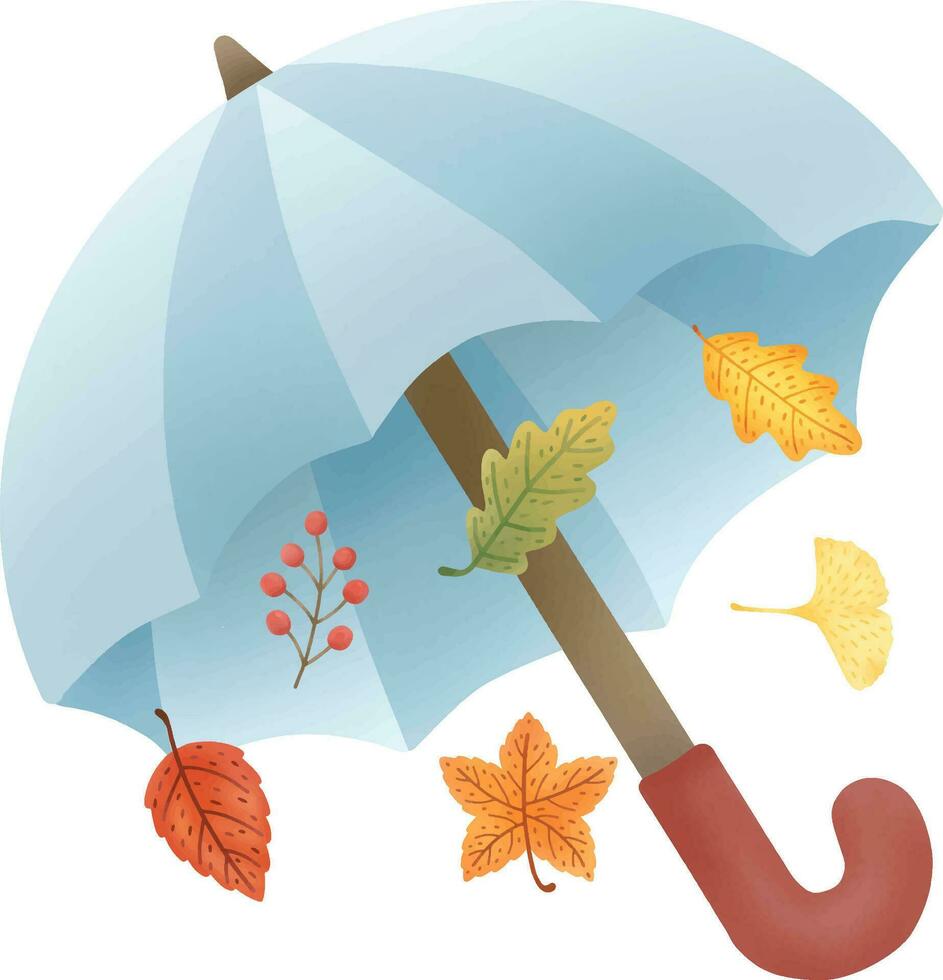 cute blue umbrella in autumn vector