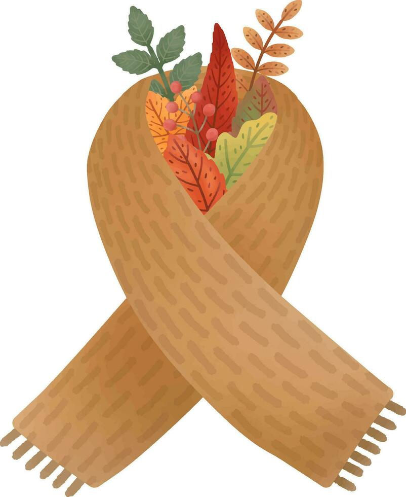 Cute brown scarf for autumn vector
