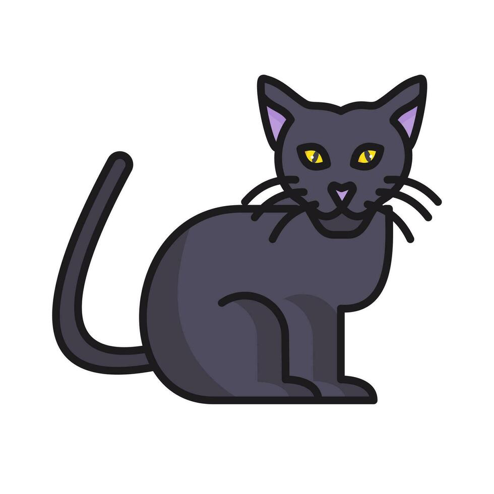 negro gato icono vector ilustración diseño aislado en blanco antecedentes en sencillo, editable estilo.