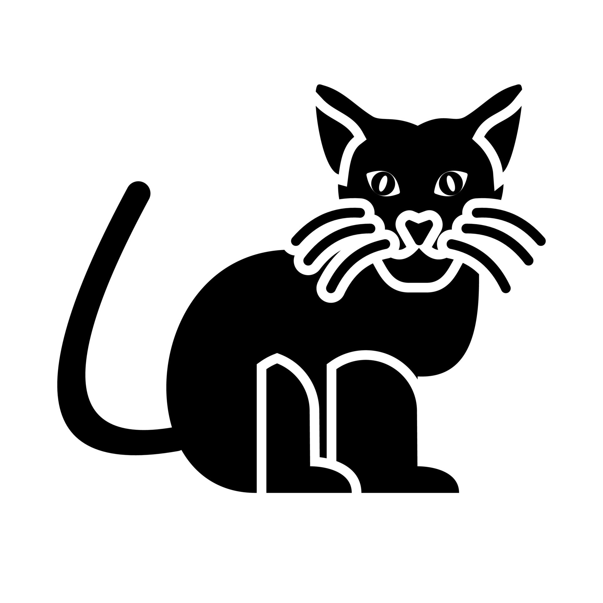 Black isolated design cat, icon vector. Illustration background