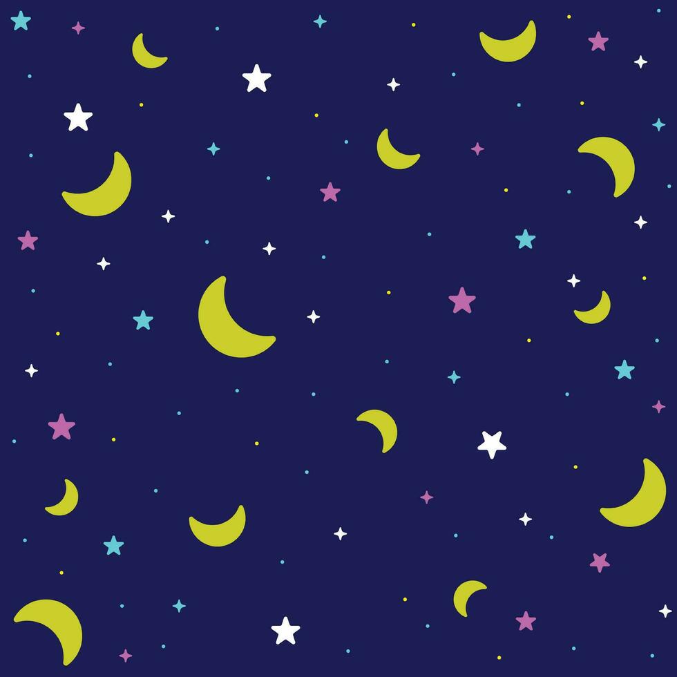 lindas papel picado estrellas espacio cielo nocturno meteorito estrella fugaz luna creciente espolvorear brillar pequeña lunares punto líneas mini corazones abstractas coloridas pasteles sin costura patrones fondo vector
