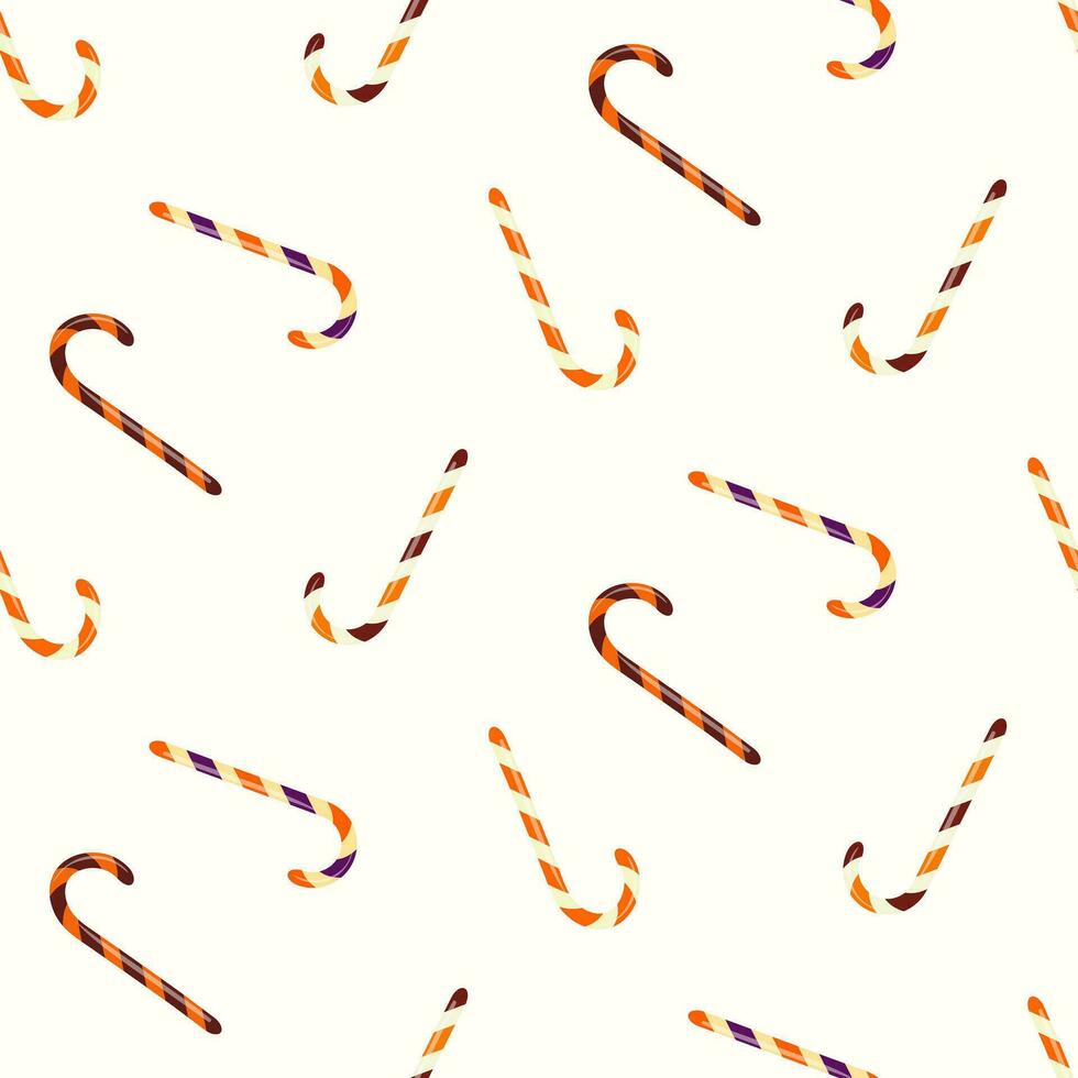 Seamless pattern of Halloween trick or treat candies on isolated background. Background in traditional colours for Halloween celebration, textiles, wall papers, wrapping paper, scrapbooking. vector