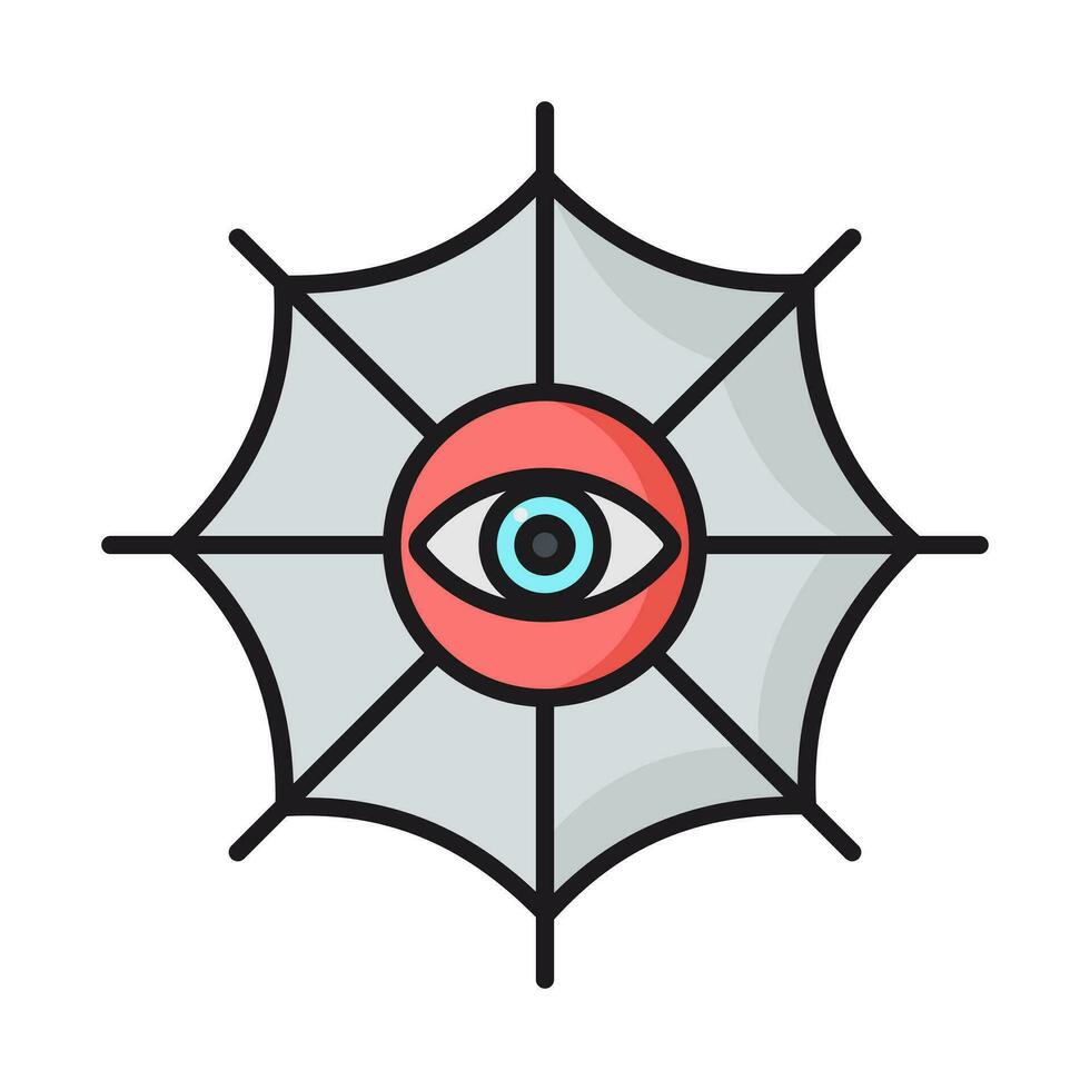 evil eye spider web icon,halloween isolated white background. vector