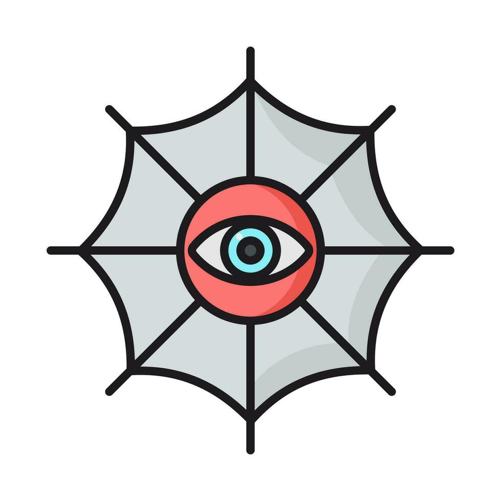 mal ojo araña web icono, halloween aislado blanco antecedentes. vector