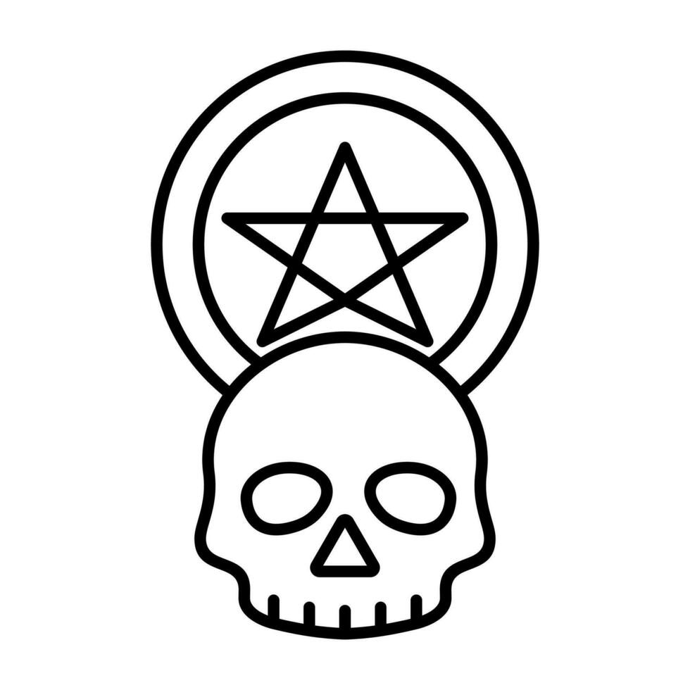 negro magia cráneo icono, Víspera de Todos los Santos, oscuro magia símbolo, aislado en blanco antecedentes. vector