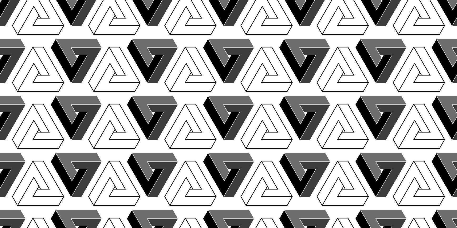 black white triangle illusion seamless pattern vector