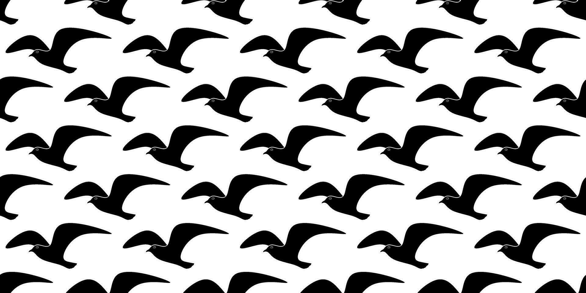 black white seagulls seamless pattern vector