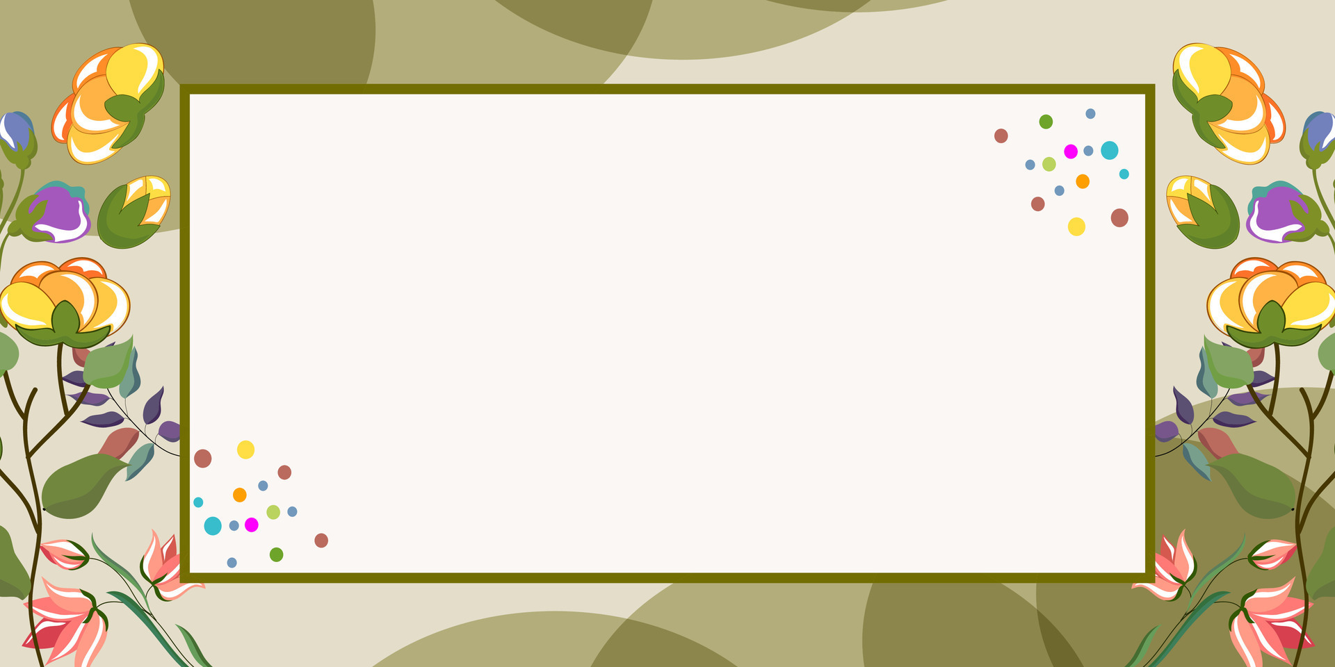 Colorful floral border frame art background vector. Flower style