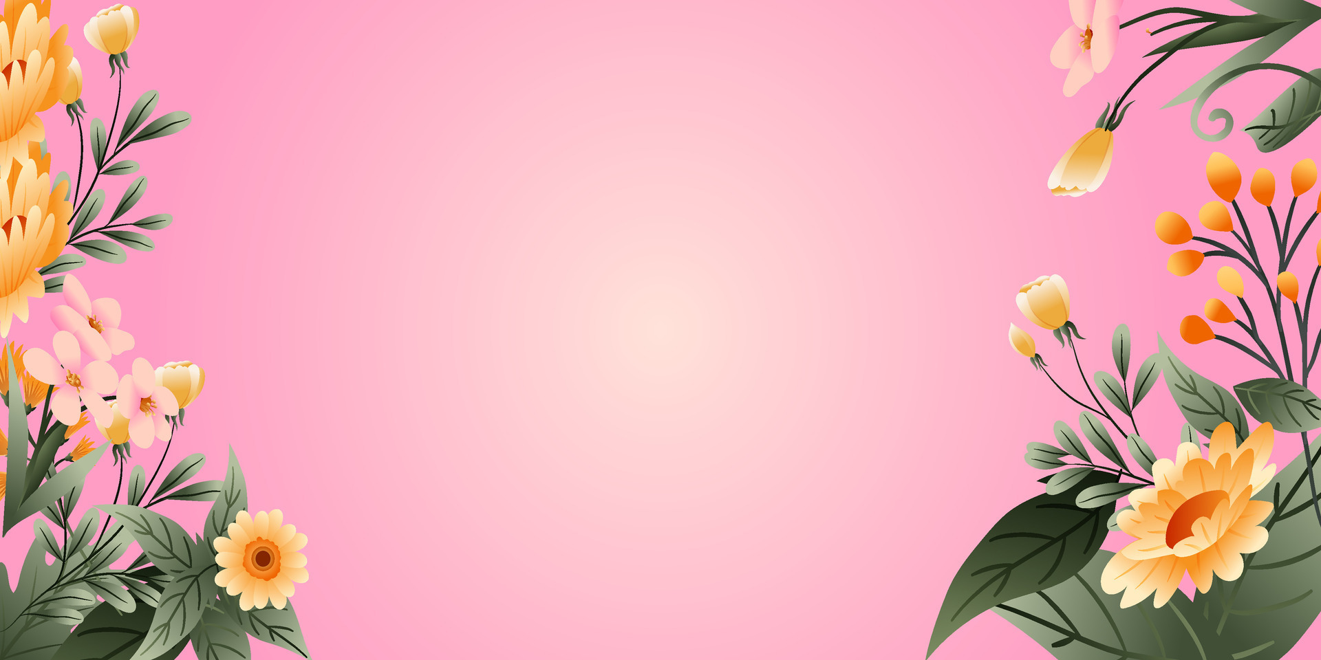 Colorful floral border frame art background vector. Flower style