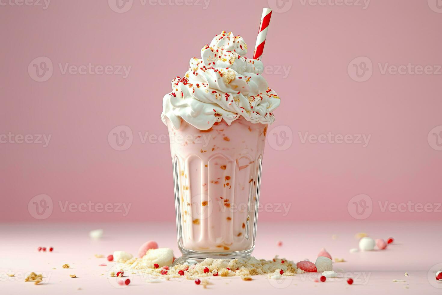 3d milk shake glass with dressing of fruits Generative AI photo