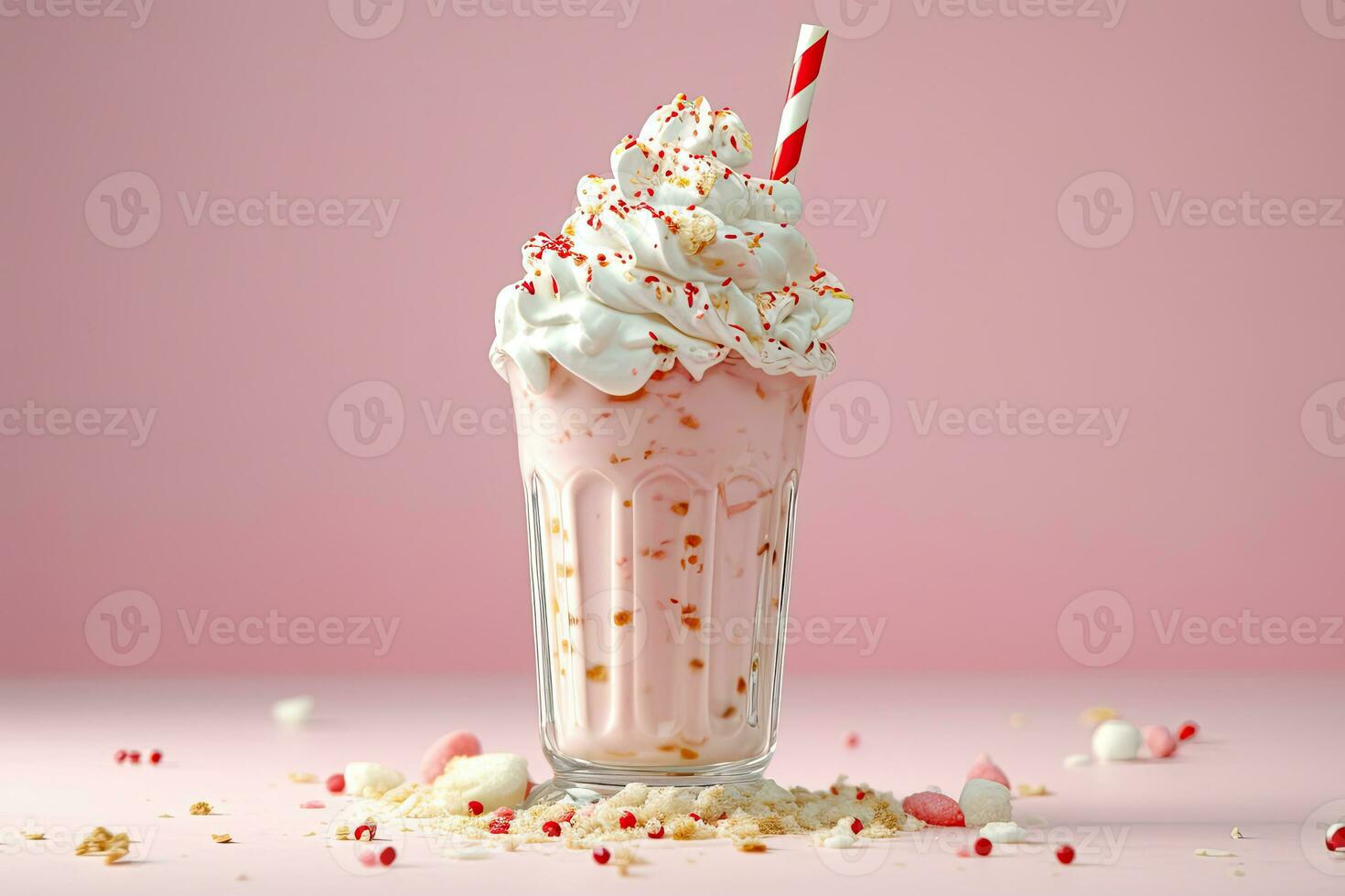 3d Leche sacudir vaso con vendaje de frutas generativo ai foto