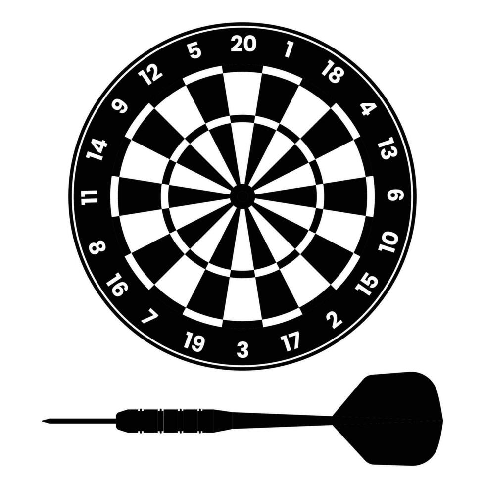 Darts Silhouette. Black and White Icon Design Elements on Isolated White Background vector