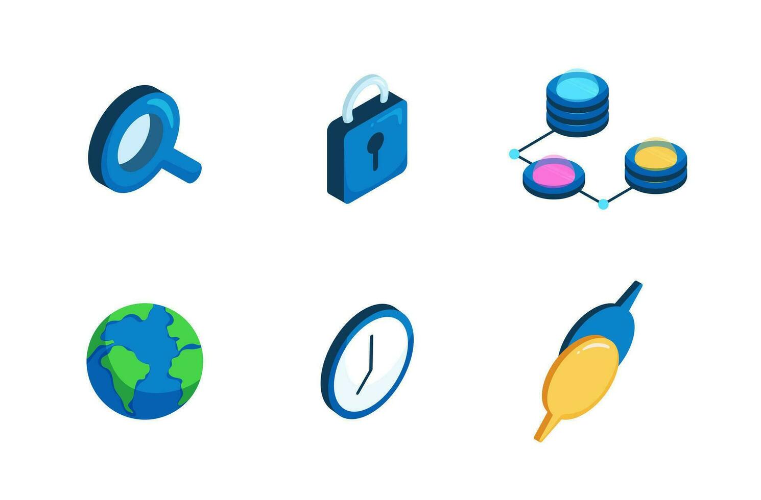 Data analysis element isometric icons set. vector