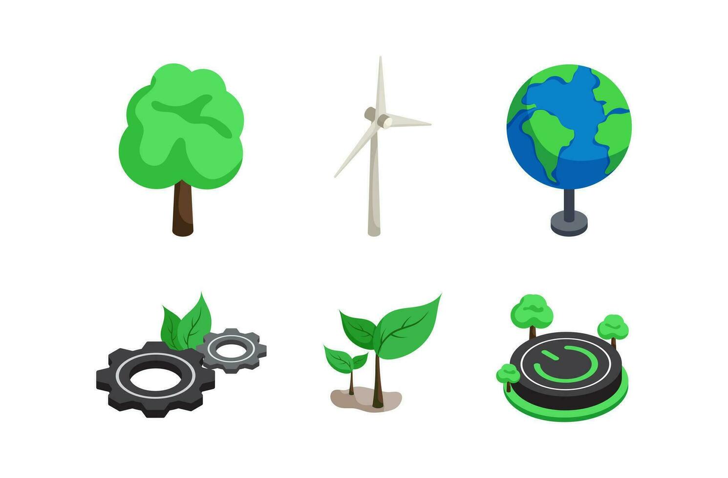Green technology isometric icons set. vector