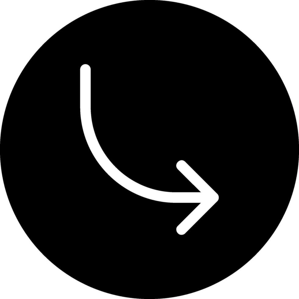 turn right glyph icon vector