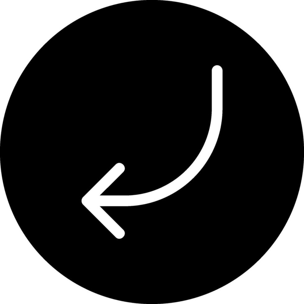 turn left glyph icon vector