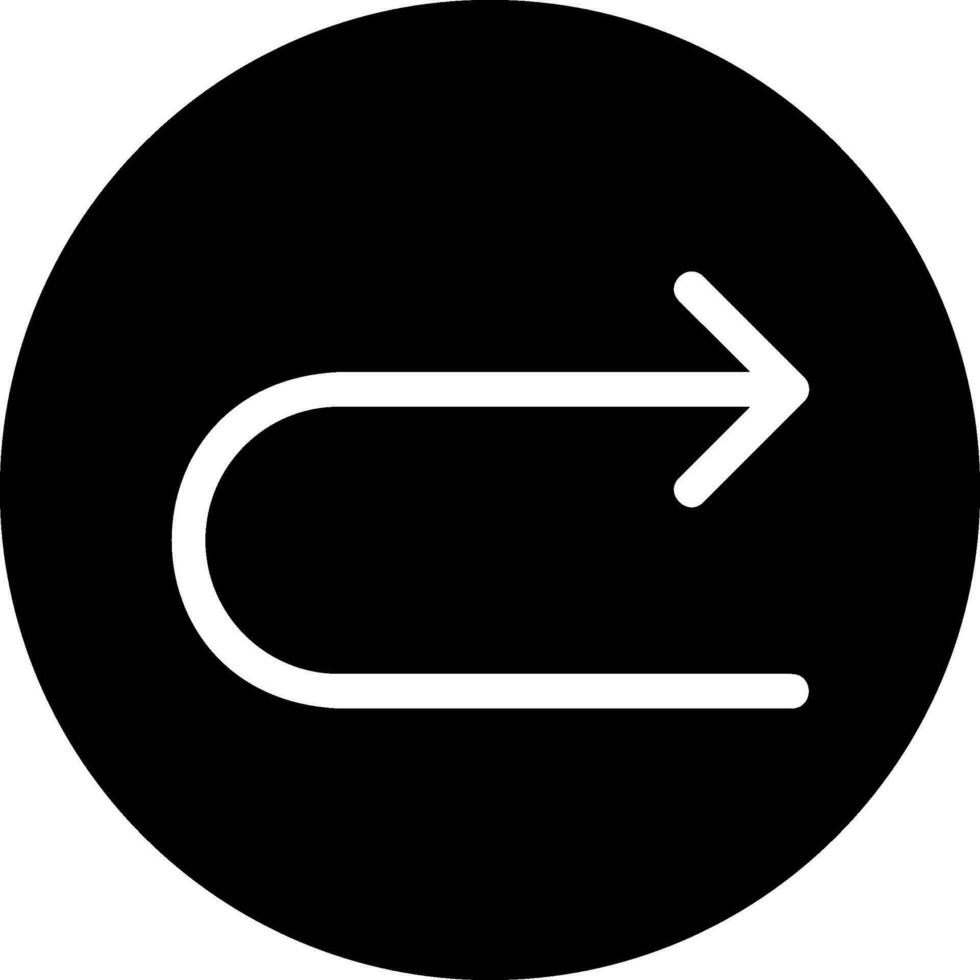 turn right glyph icon vector