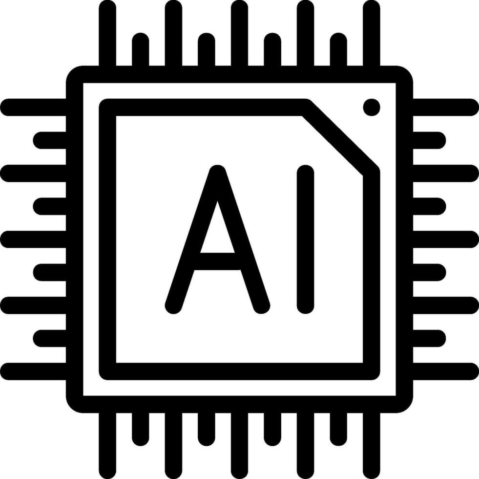 icono de línea de inteligencia artificial vector