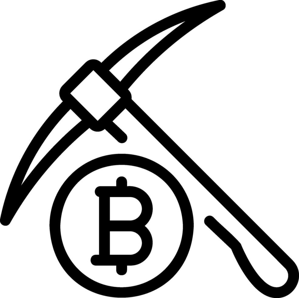 bitcoin minería línea icono vector