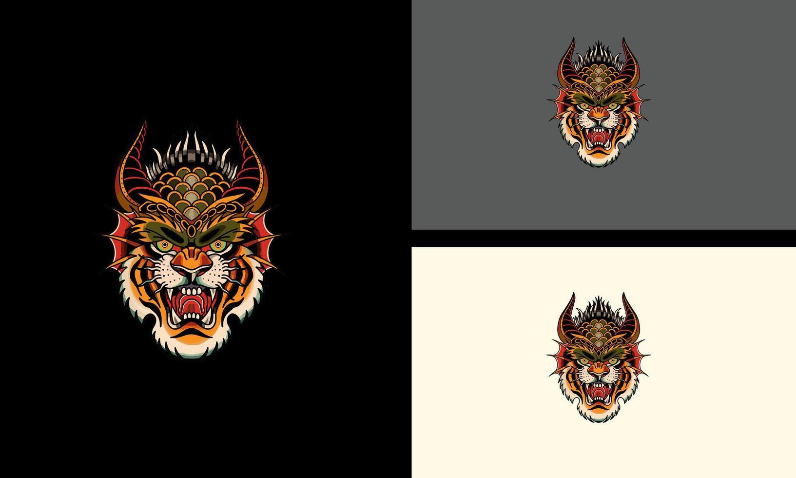 head monster with horn vector mascot design