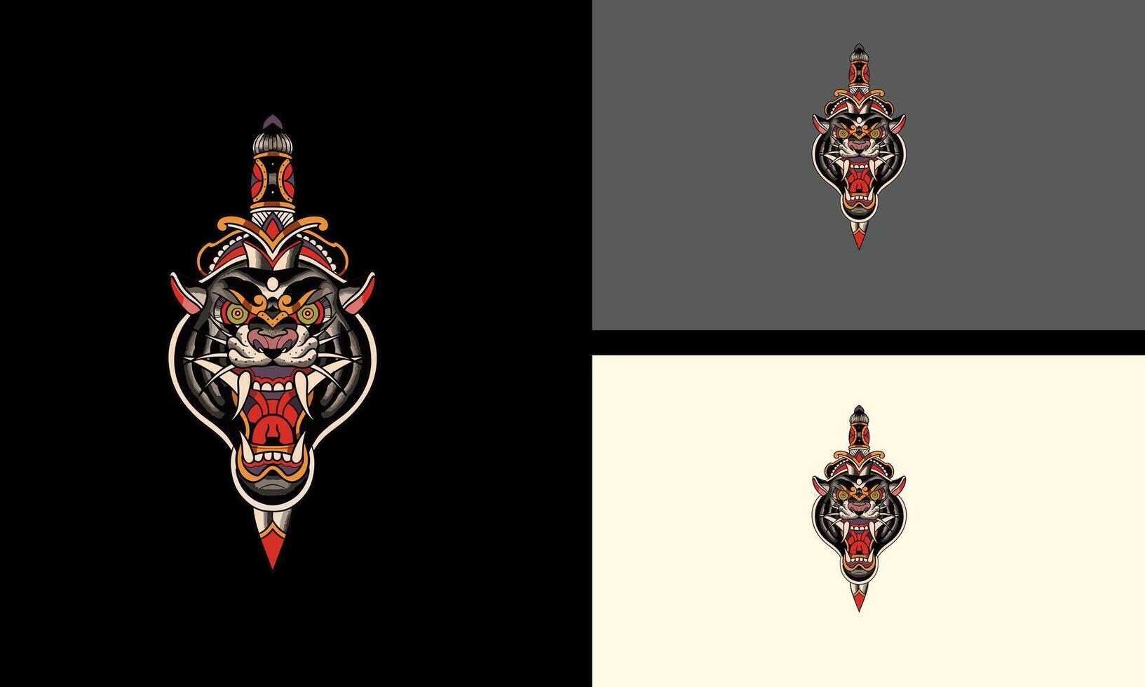 head tiger with fangs vector mascot design