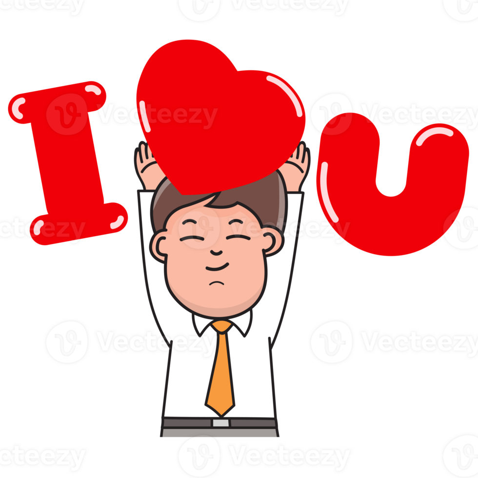 I love you cartoon man gesture png