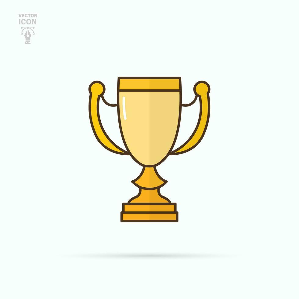 Winner gold trophy cup icon. Champions Cup. Isolated vector illustration.