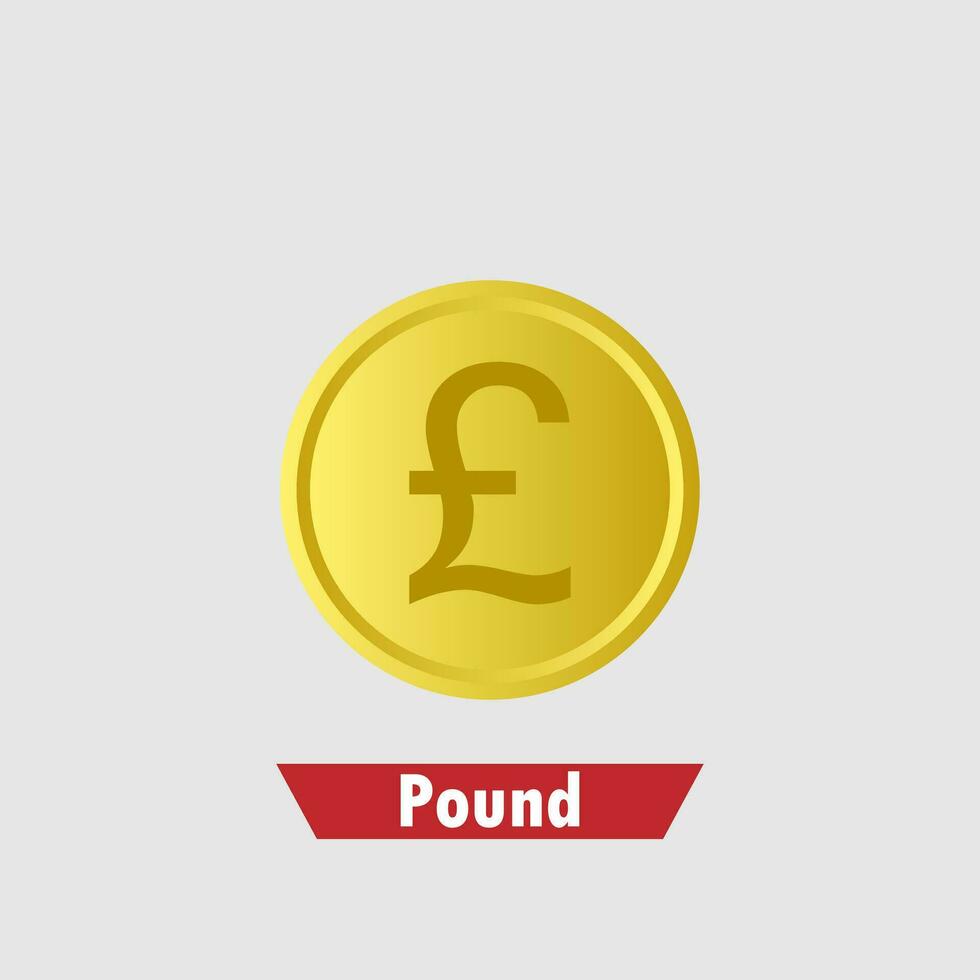 Gold pound coin. Means of payment, global currency, world economics, finances and investment concept. vector